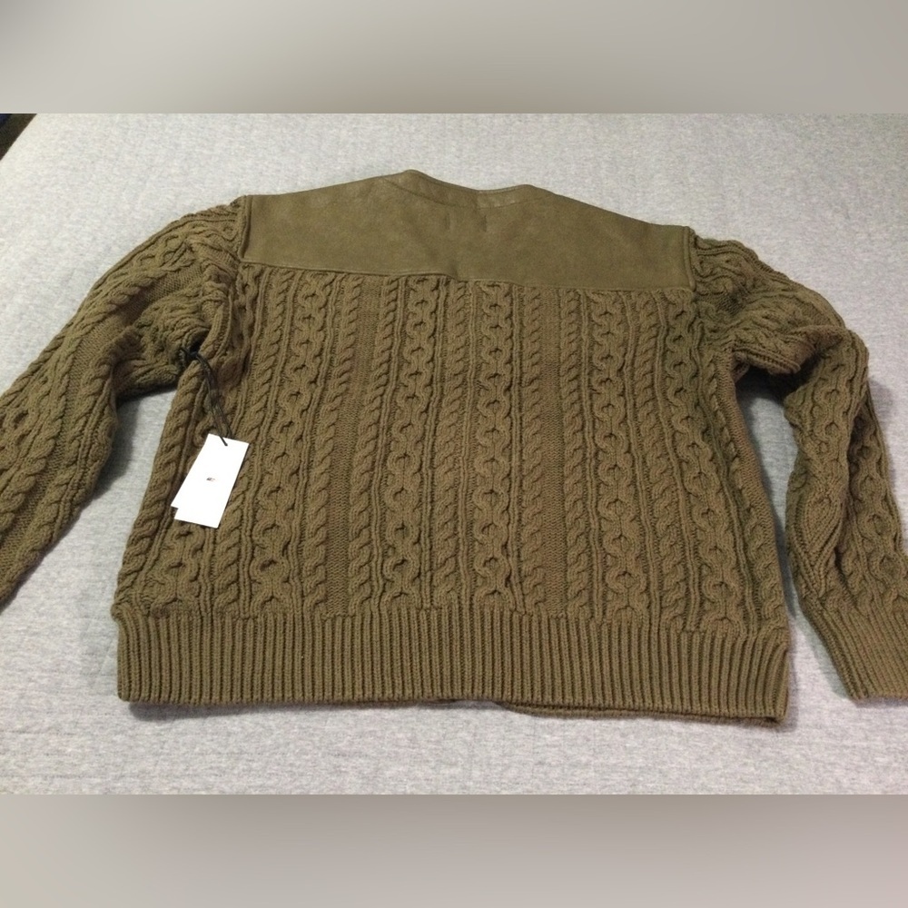 Honor the Gift Olive Vegan Leather And Knit Cardigan Men’s - Picture 6 of 8
